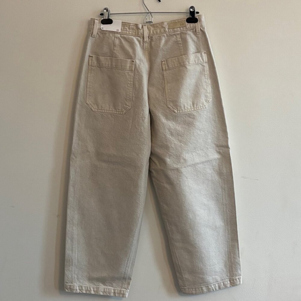 NEW AG Jeans Camille Utility Barrel Leg Denim Jeans Size 28 Oatmeal Beige - Picture 10 of 10